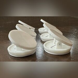 White Adhesive Clips | Round, Spring-Loaded (1” Diameter) | Set of 6